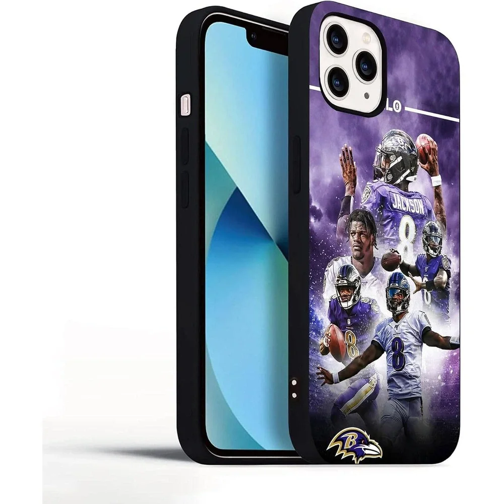 Baltimore Ravens Lamar Jackson Silicone Phone Case Purple Black NFL Football